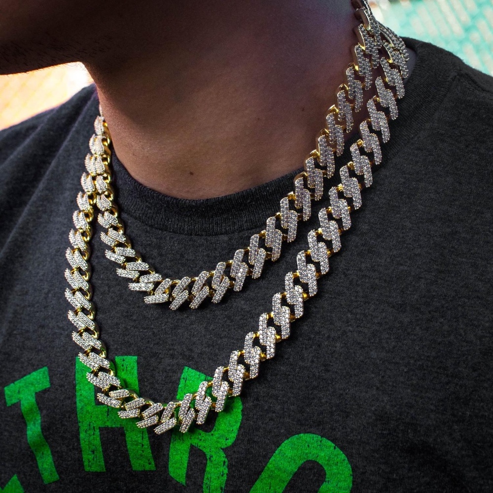 Diamond Prong Cuban Link Chain in 14k Yellow Gold